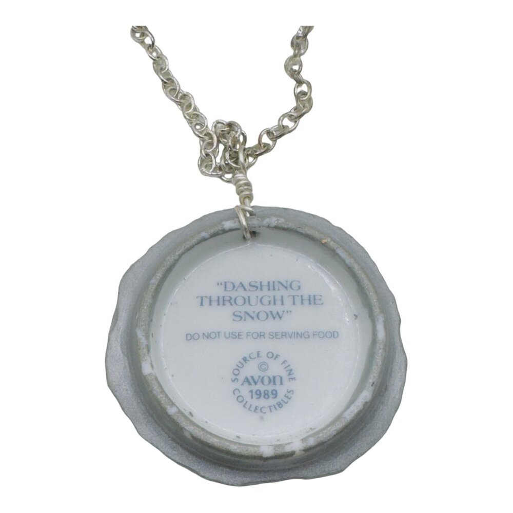 1989 Avon Dashing Through The Snow Broken China Necklace W Multifaceted Crystals - Picture 15 of 17